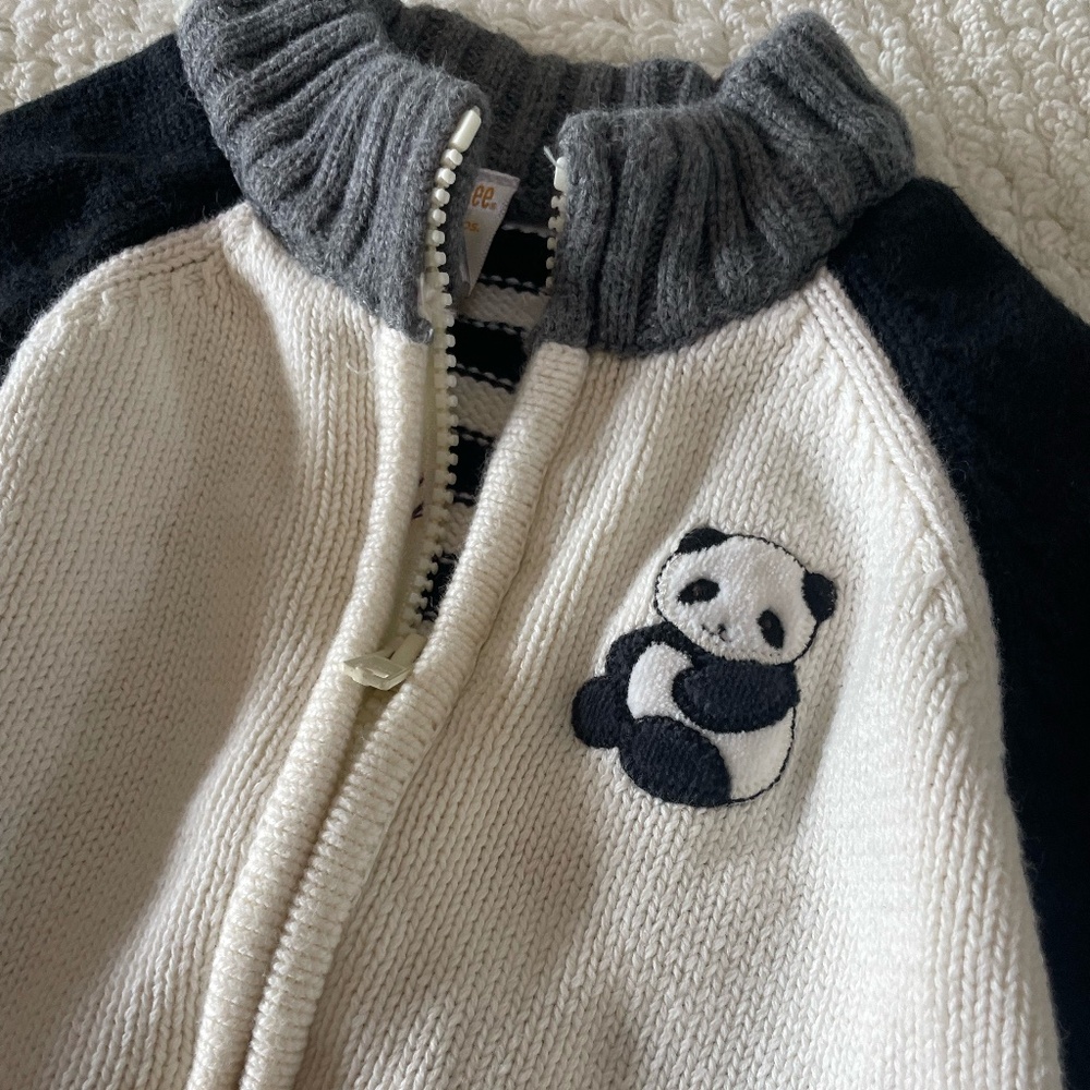 GYMBOREE ZIP UP CARDIGAN SWEATER PANDA BEAR DESIGN 18-24 MONTHS